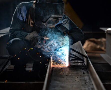 Welding,With,Sparks,By,Process,Fluxed,Cored,Arc,Welding,,industrial